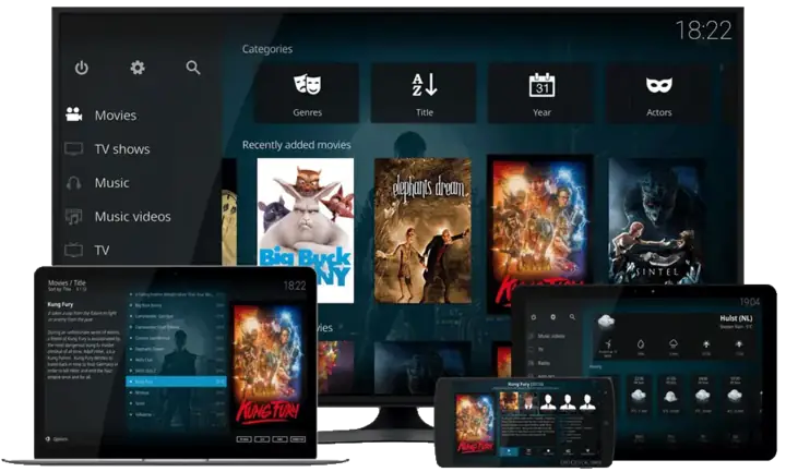 Interfaz IPTV premium en una pantalla de TV