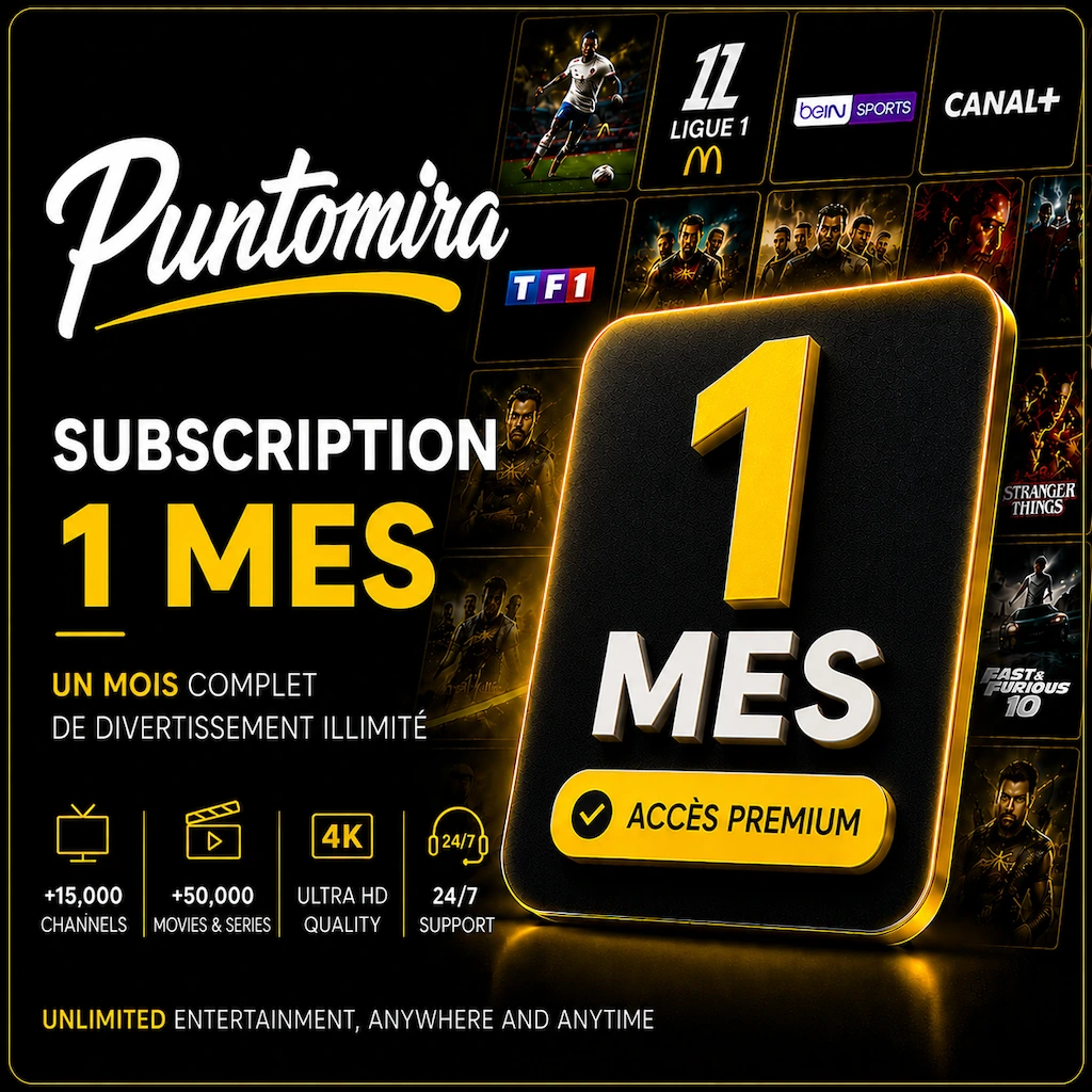 Suscripción IPTV Premium 4K & 8K – 1 Pantalla 1 Mes