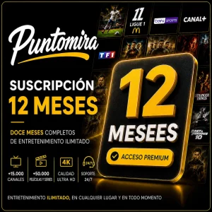 Suscripción IPTV Premium Plus – 5 Pantallas 12 Meses