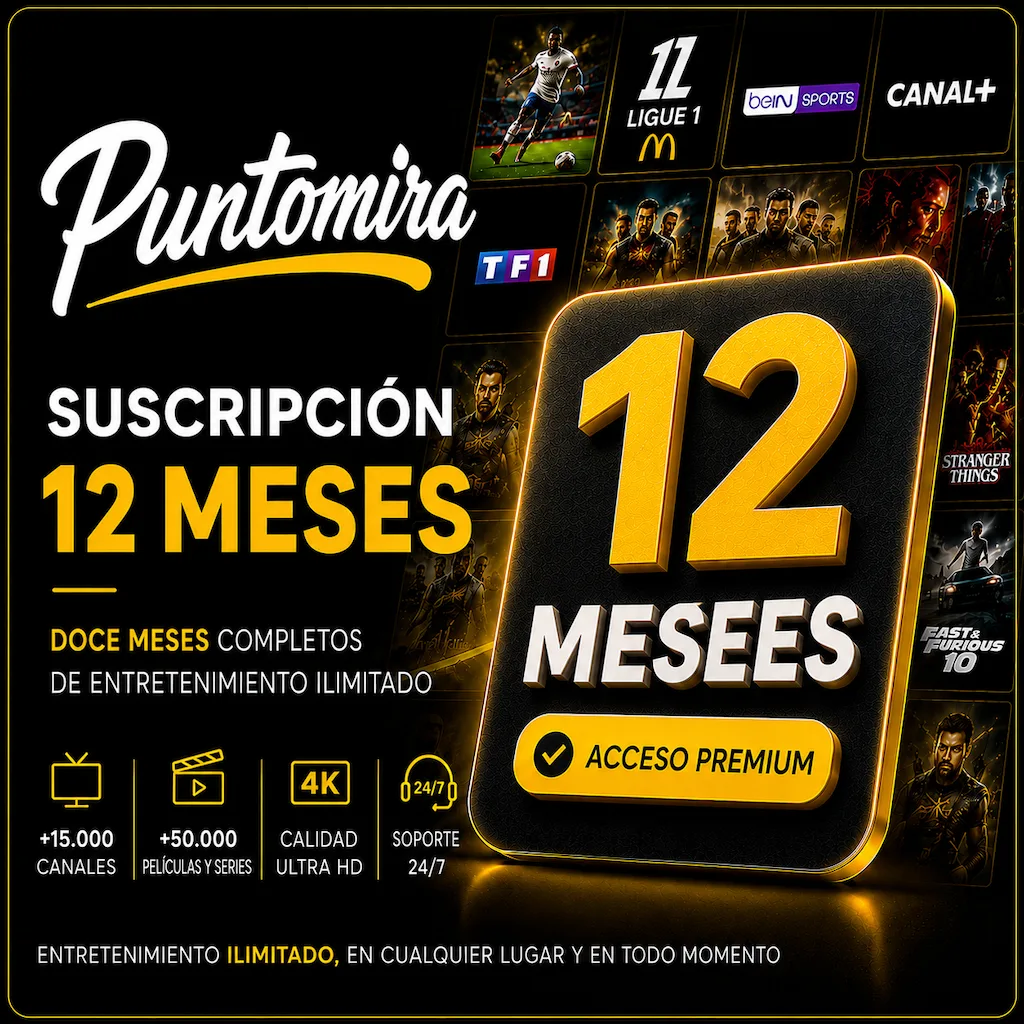Suscripción IPTV Anual – 1 Pantalla 12 Meses