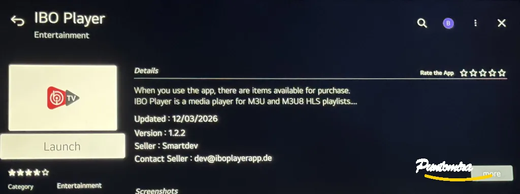 IBO Player - Fiche application dans le LG Content Store Étape 1 : Installer IBO Player depuis le LG Content Store